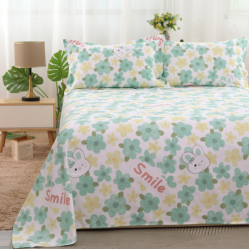 高档纯棉加厚老粗布床单三件套卡通兔榻榻米炕单儿童宿舍全棉睡单