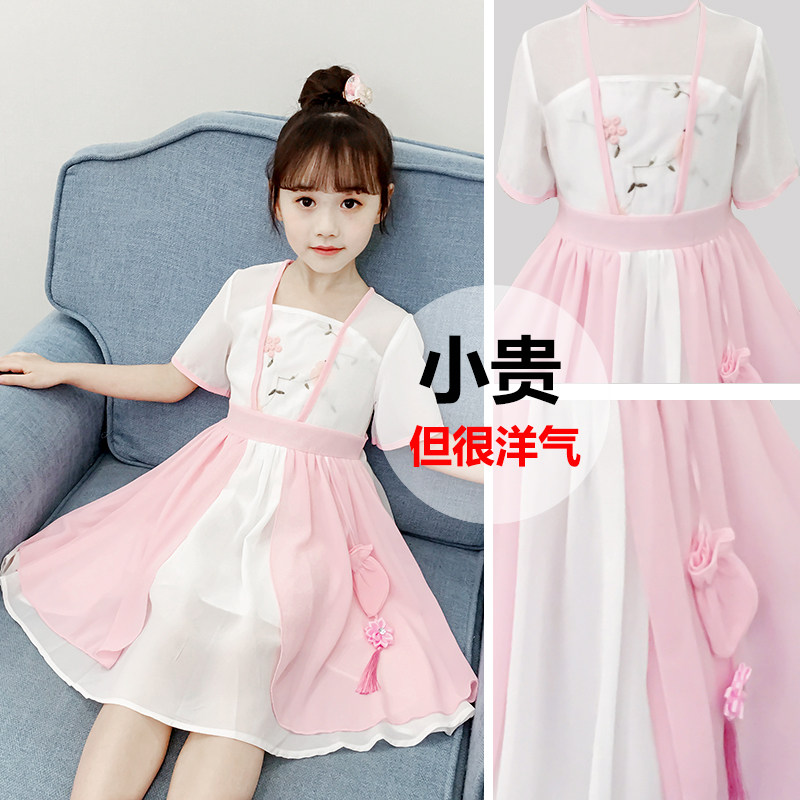女童汉服连衣裙小女孩宝宝儿童夏季古风发饰夏天襦裙夏装公主裙子图片
