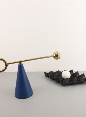 现代简约欧式几何静态平衡摆件橙色底座样板房售楼处软装饰品摆设