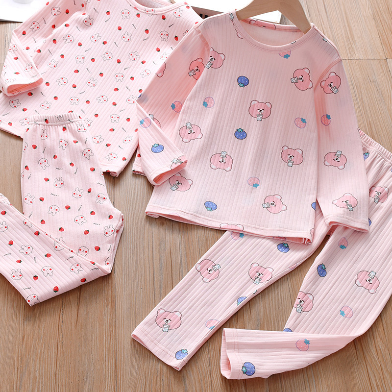 女童纯棉家居服套装2023新款春秋儿童内衣宝宝睡衣两件套秋衣卫生