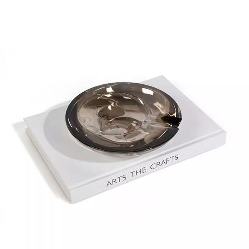 轻奢水晶玻璃圆形烟灰缸摆件样板房售楼处客厅茶几软装饰现代简约