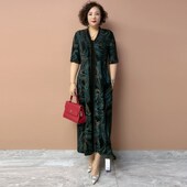 高贵气质南韩丝大码 中年妈妈夏装 宽松裙子洋气显瘦2025新款 连衣裙