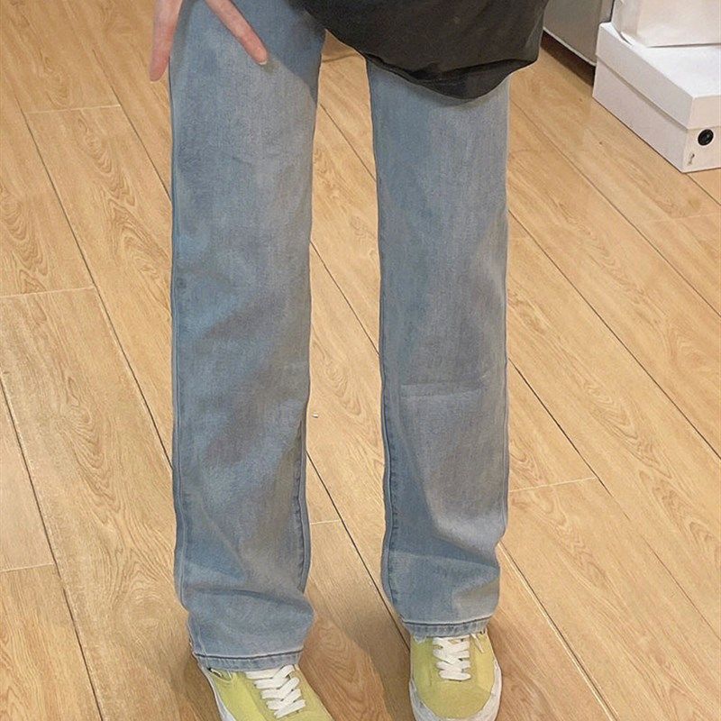 浅色直筒牛仔裤女春秋新款高腰大码胖mm宽松显瘦梨形身材阔腿裤子,女装/女士精品,牛仔裤,淘宝优惠券,粉丝福利购,淘宝优惠卷