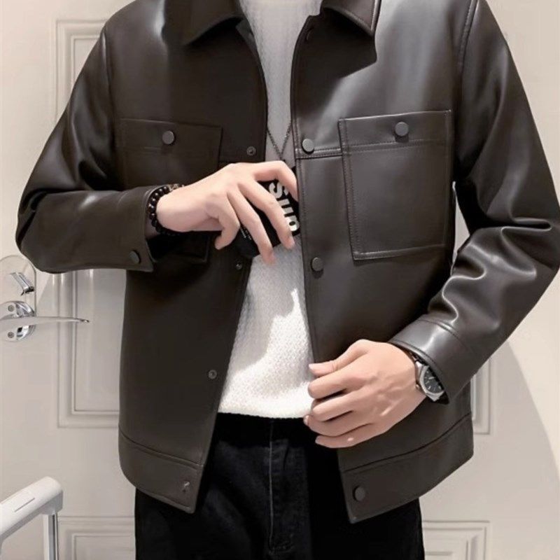 美式复古皮衣外套男士秋冬季2023新款潮流帅气机车服高端真皮夹克