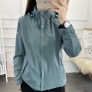 春秋季薄款网纱里衬冲锋衣女可拆卸帽子户外防风防水风衣运动外套