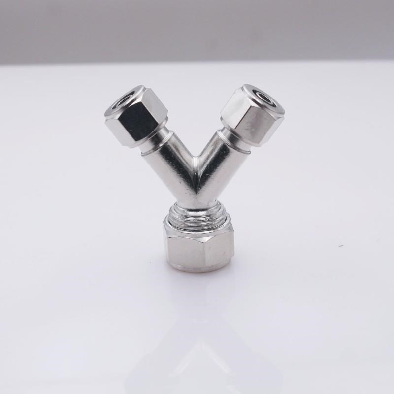 快速快拧铜接头气管Y型人字三通锁母气动接头变径10-6-6转.接8-6-