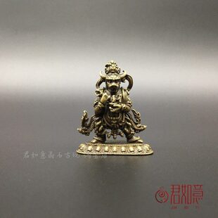 实心铜阎罗护法摆件 仿古黄铜不共护法神牛头神像迷你密宗