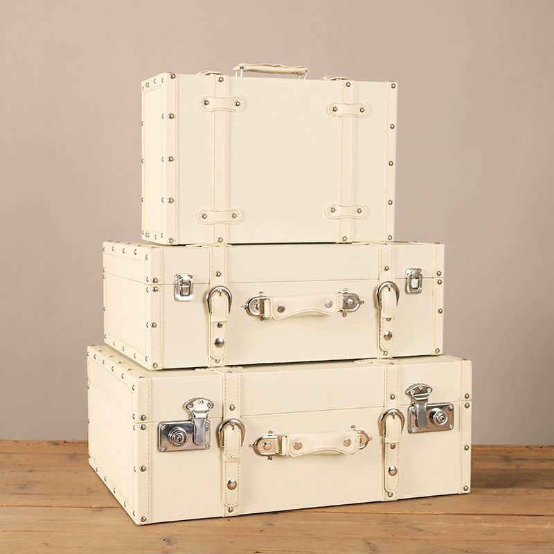 复古手提木e箱子家用餐厅收纳储物整理箱民国皮箱拍照道具百宝箱