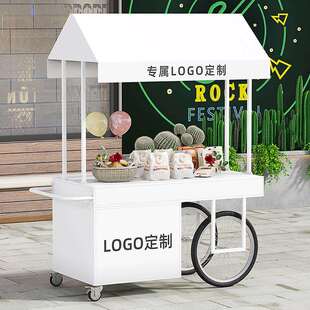 欧式铁艺花车摆摊车户外展示售货车商场促销带抽屉柜移动摊位推车