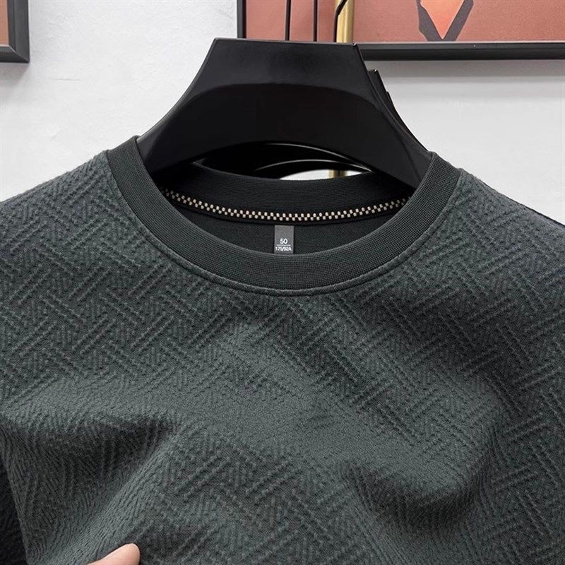 别出心裁!立体压花!高档秋冬卫衣男长袖圆领纯色百搭打底衫t恤,男装,秀禾服,淘宝优惠券,粉丝福利购,淘宝优惠卷