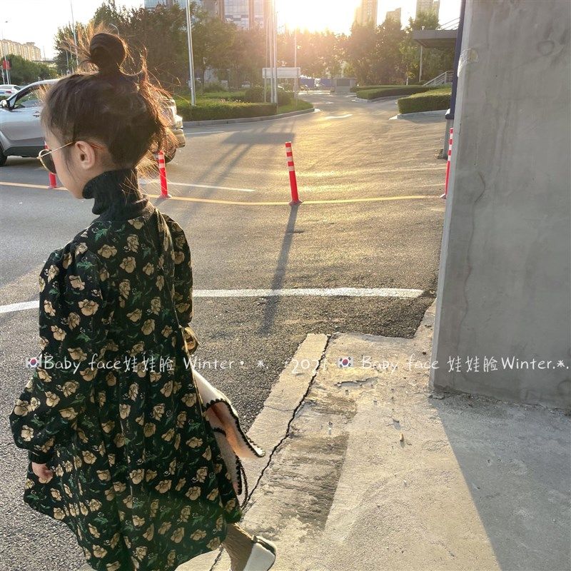 韩版连衣裙2021秋冬女童碎花加绒加厚高领连衣裙时髦洋气复古裙子,童装/婴儿装/亲子装,连衣裙,淘宝优惠券,粉丝福利购,淘宝优惠卷