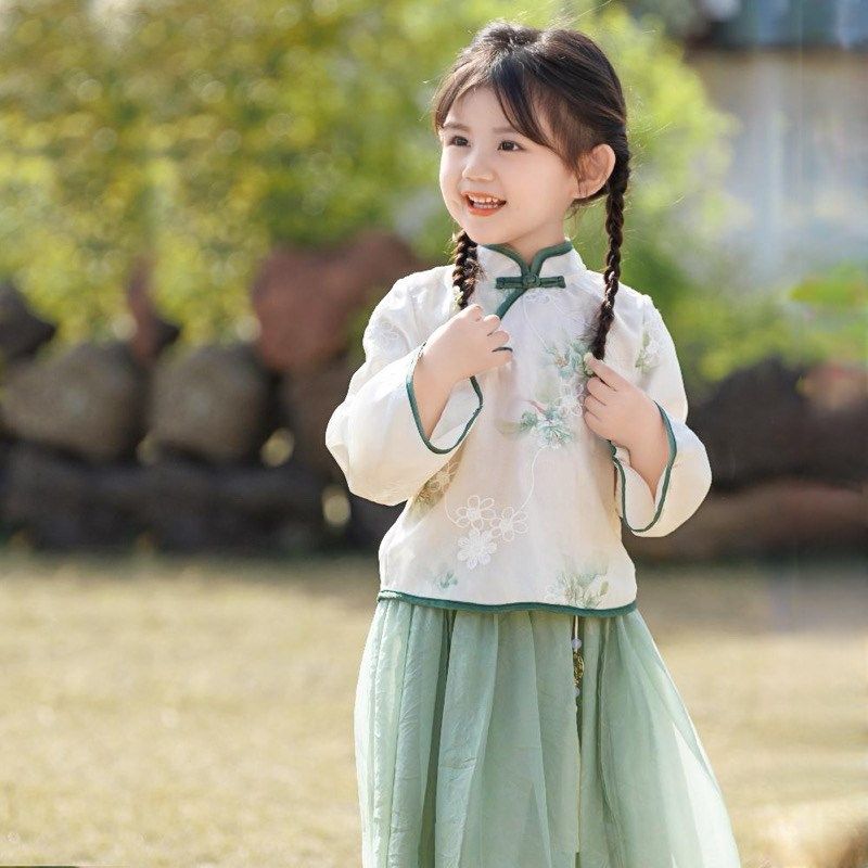 女童民国风套装春装2024新款洋气儿童中式汉服裙两件套女宝宝旗袍,童装/婴儿装/亲子装,套装,淘宝优惠券,粉丝福利购,淘宝优惠卷