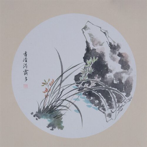 纯手绘宣纸卡纸国画写意画花鸟水墨画兰花图字画客厅新中式装饰画