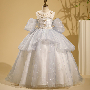 儿童晚礼服女童公主裙高端大气模特走秀礼服小女孩舞台钢琴演出服