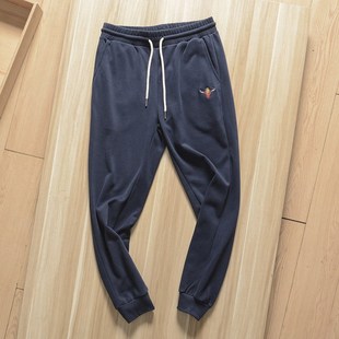 不起球不掉毛!全棉水洗磨毛面料秋冬修身松紧休闲裤男抓绒裤卫裤