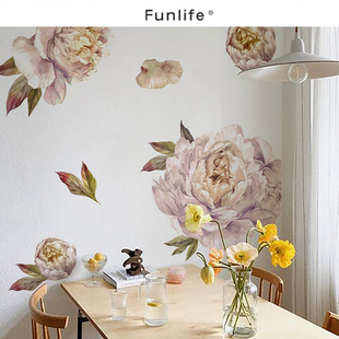 《花路》水彩大号花卉自黏贴纸卧室客厅背景墙改造遮丑装饰墙贴画