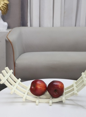 现代简约弯形网格树脂果盘摆件客厅饭厅酒店电视柜软装家居装饰品