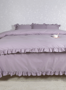 紫色被套单件纯棉200x230纯色全棉春秋被罩2x2.3米公主风2.2x2.4