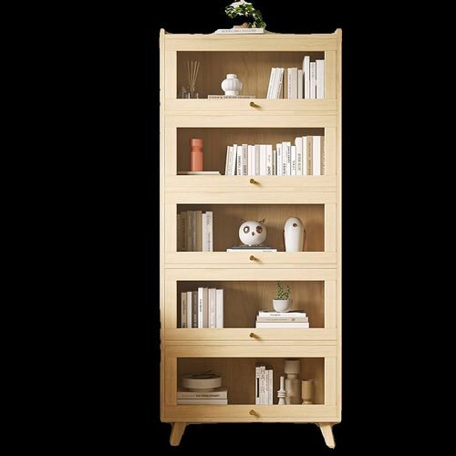 书柜带柜门防尘家用客厅电视柜旁边展示柜实木书架杂物收纳储物柜