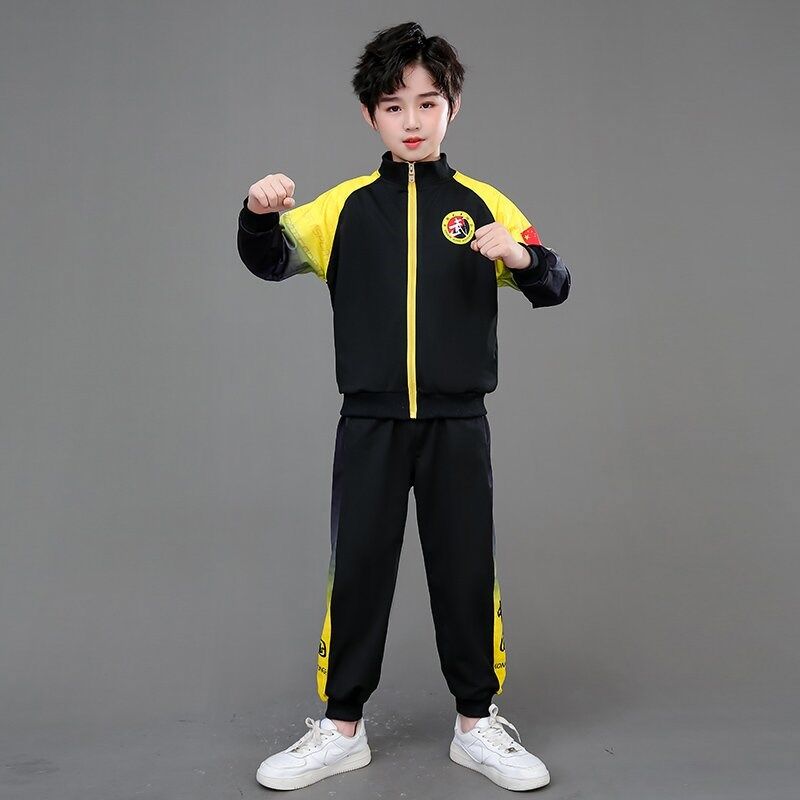 秋儿童武术表演服外套装运动会女中小学生太极训练服中国风男孩红