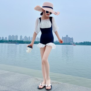 海边度假风气质网红连体夏装 夏天泳衣女童新款 设计感连体时髦泳装