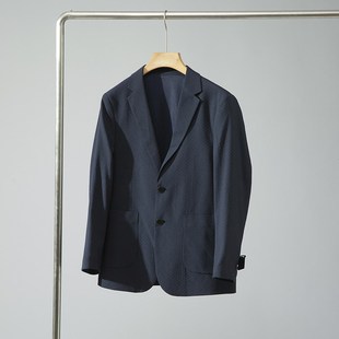 春季 進囗肌理褶皱面料 男士 时尚 外套单西 意式 商务休闲西装 轻奢