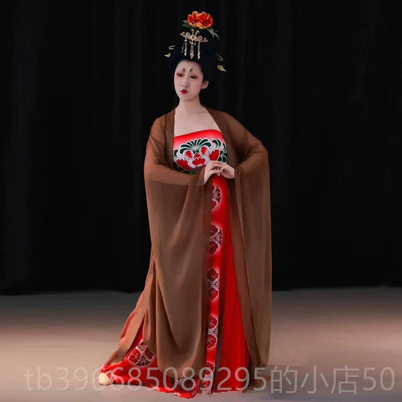 高档簪花仕女 画同款典伴舞舞蹈服装舞台表演晚画会唐古风演出制