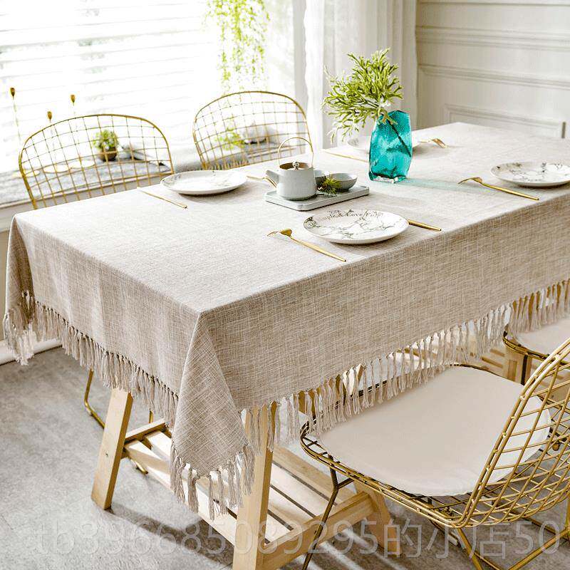 高档美式棉麻i桌布文艺北欧ns餐桌布艺日形式艺方圆茶几布桌垫定