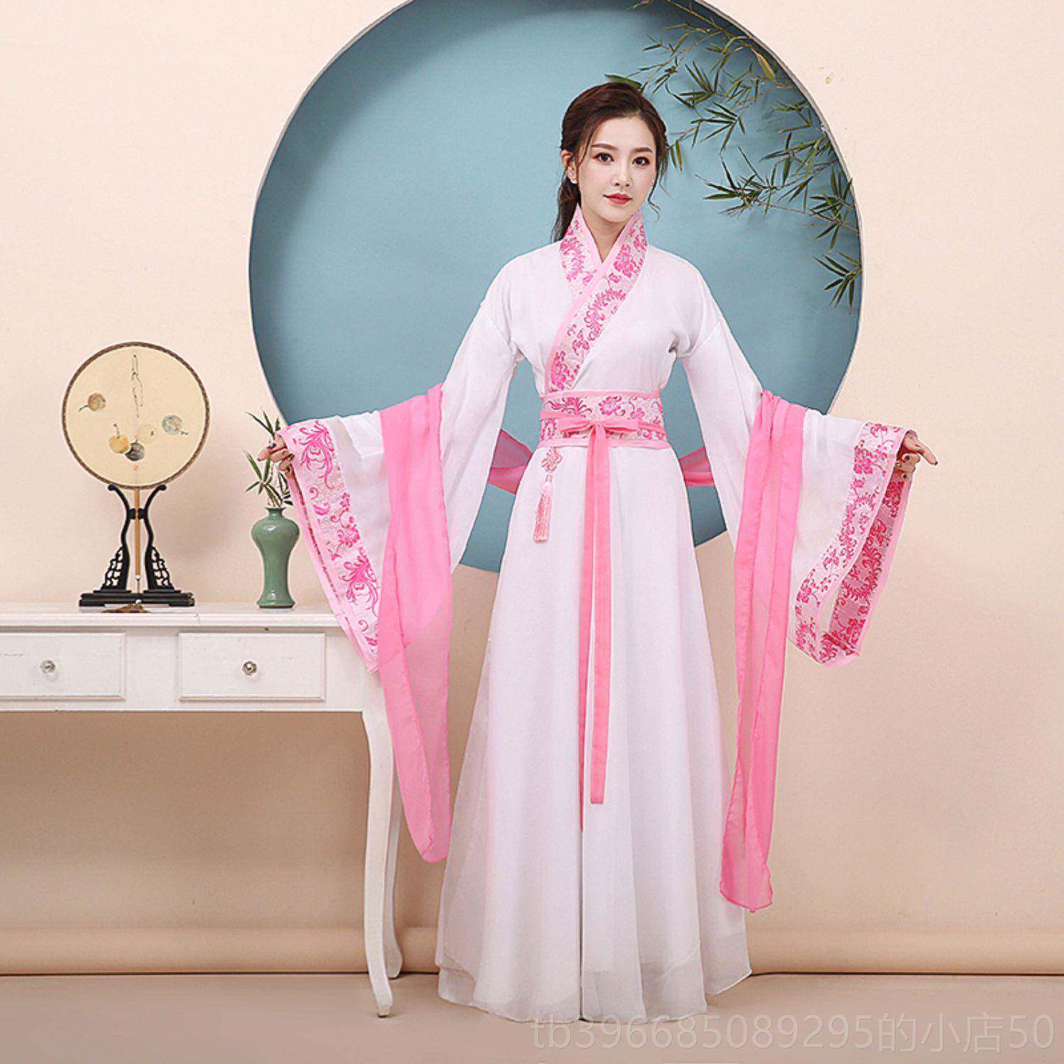 高档古装装女仙飘逸广袖舞台装古筝舞蹈演裙出服古代改良汉服女襦
