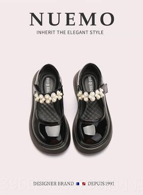 高档NEMO法国风潮牌童鞋U黑色女童单小皮鞋儿童软底公~主鞋学生演
