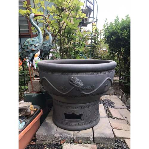 高档超大鱼缸泥盆陶瓷虎鱼缸养金鱼缸乌直龟缸荷花睡莲缸缸头盆径