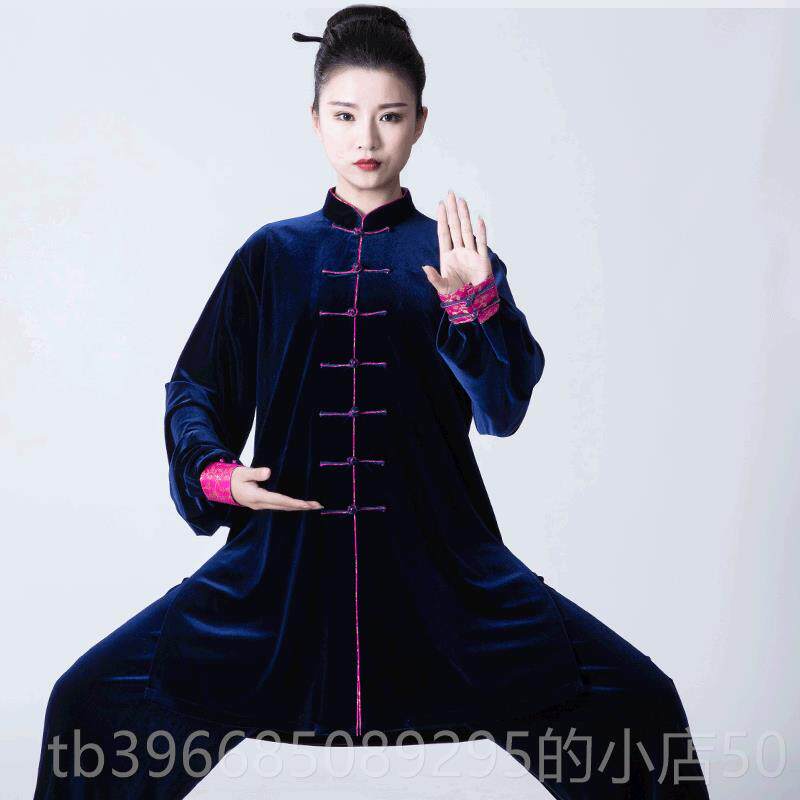 高档风英南韩绒太极服女高端太极练追功服男雄金丝绒加厚拳保暖套