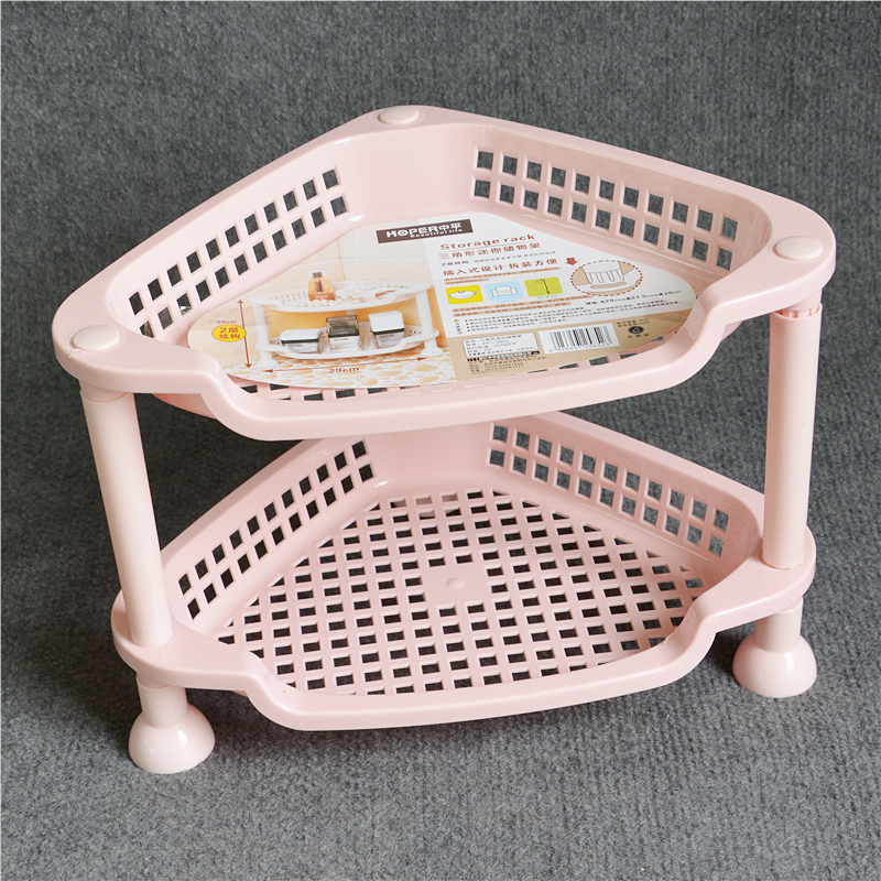 包邮两层三角形厨房置物架u浴室卫生间塑料收纳架子落地式角落储