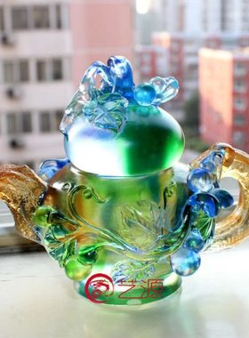古法琉璃摆件福壶茶壶创意家居饰品商务会议礼品朋友同事生日礼物