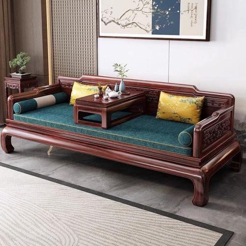 新中式乌金木实木罗汉床罗汉塌古典风奢禅意美人榻沙发塌炕几组合