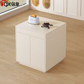 奶油风岛台单独家用多功能收纳窄岛台柜餐边柜茶桌小户型E10