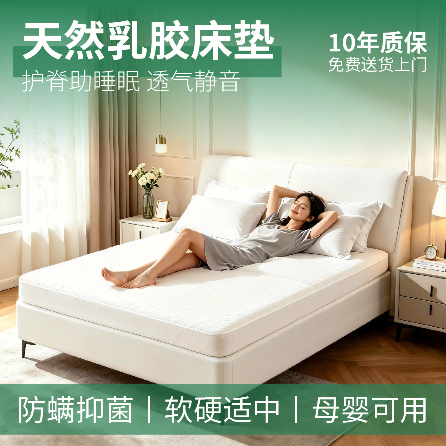 中胶永生天然乳胶床垫10cm厚乳胶软垫1.8*2.0米卧室酒店家用床垫
