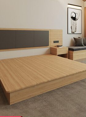 宾馆酒店床专用家具标间全套床箱定制简约现代无床头榻榻米实木床