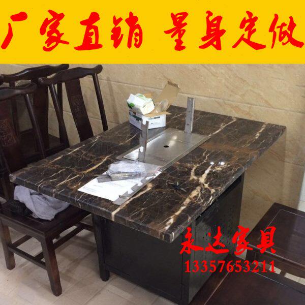 无烟木炭大理石实木烤羊腿桌子羊腿炉子烤羊腿桌烧烤炉加厚烧烤桌