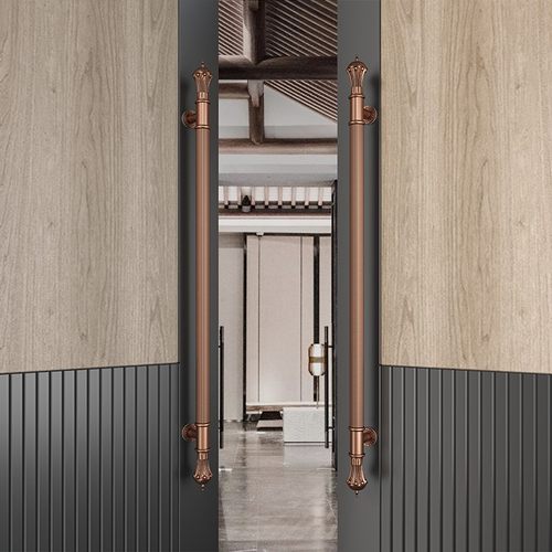 高档欧式玻璃门拉手轻奢不锈钢大门把手仿古铜酒店包X厢推拉门拉