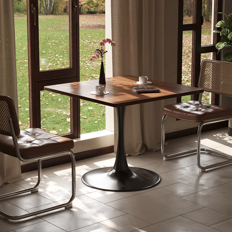 方桌复古餐桌阳台休息区布置桌椅家用小型咖啡桌轻V奢高级感洽谈