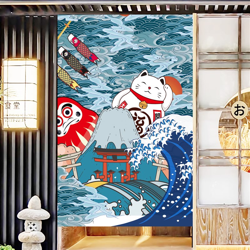 定制日式帆布门帘隔断帘卧室免打孔挂帘厨房P卫生间布艺半帘短帘