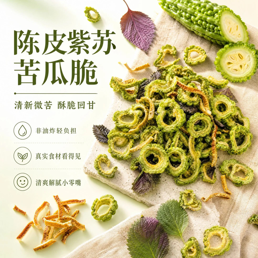 陈皮紫苏苦瓜脆即食脆苦瓜无糖精片干果蔬脆食品休闲零食旗舰店