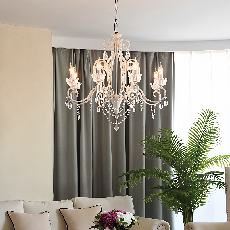 美式复古白吊灯客厅法式水晶灯名宿卧室现代简约餐厅书房创意灯具
