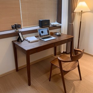 北美黑胡桃木书桌全实木书房书桌电脑桌家用北欧长方形写字桌简约