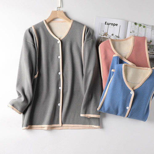 孕妇哺乳上衣开衫喂奶衣加绒加厚产后月子服秋冬季11月份家居服12