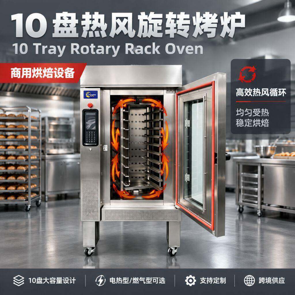 大型欧式面包烤炉 10盘热风旋转烤箱 商用食品烘烤面包烘焙设备