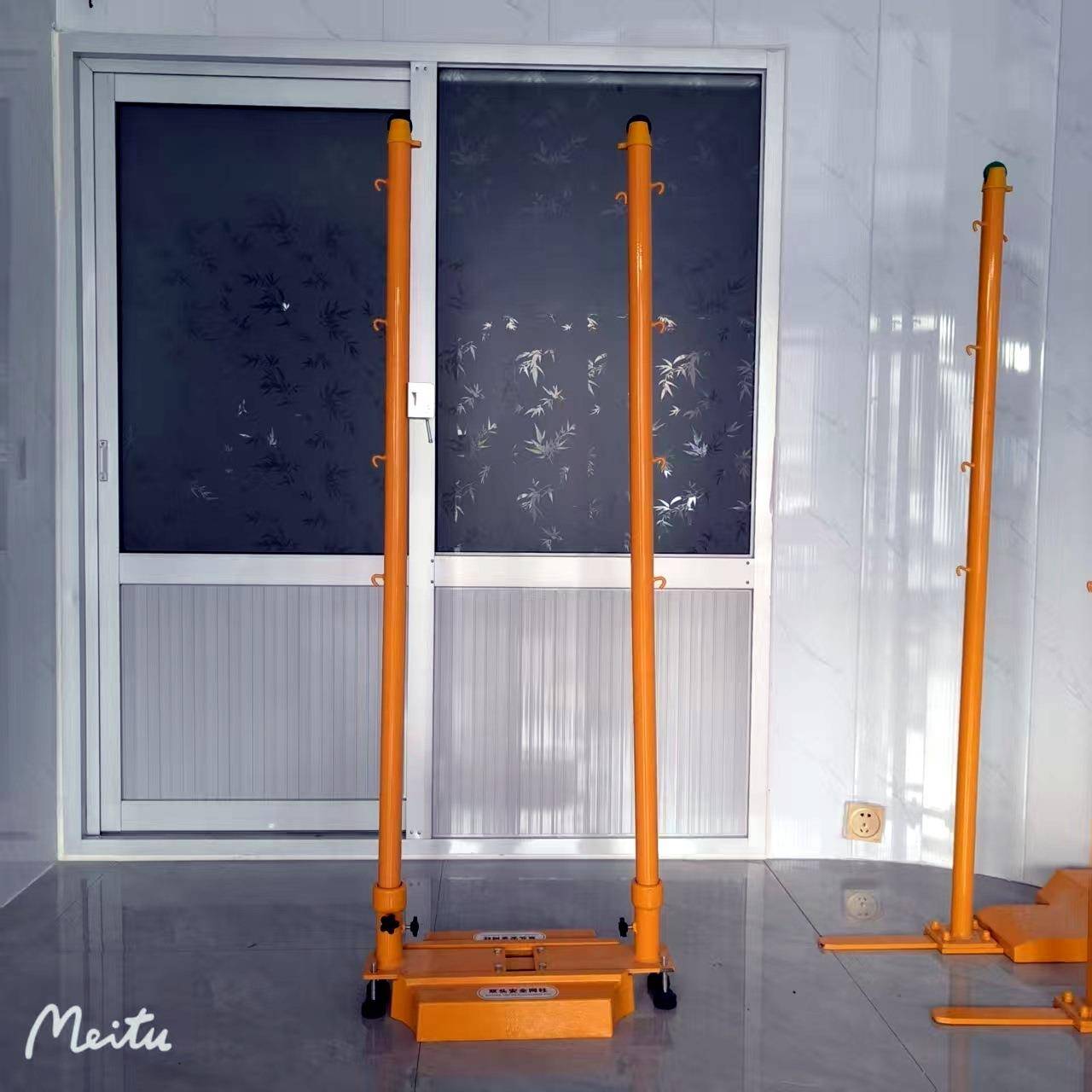 全铸铁双柱羽毛球网架移动式户外标准羽毛球柱比赛用羽毛球网架