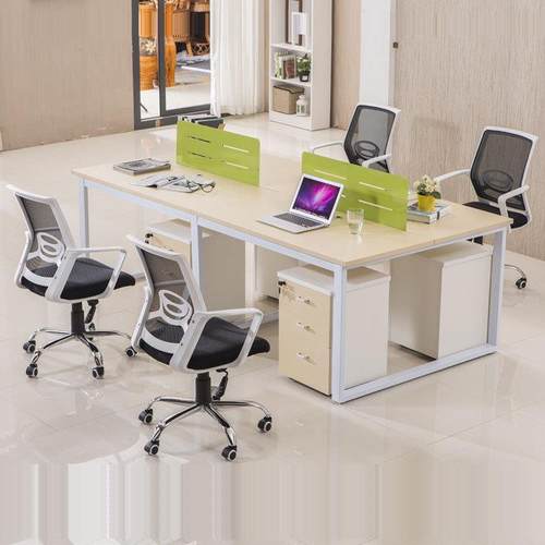 时尚钢架开放式办公桌四人位职员办公桌口字铁架办公桌椅