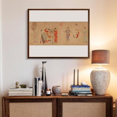 「贵妃上马图法式中国风玄关客厅餐边柜装饰画新中式复古茶馆挂